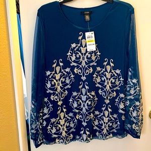 ALFANI Women’s Long Sleeves Embroidered  Tops